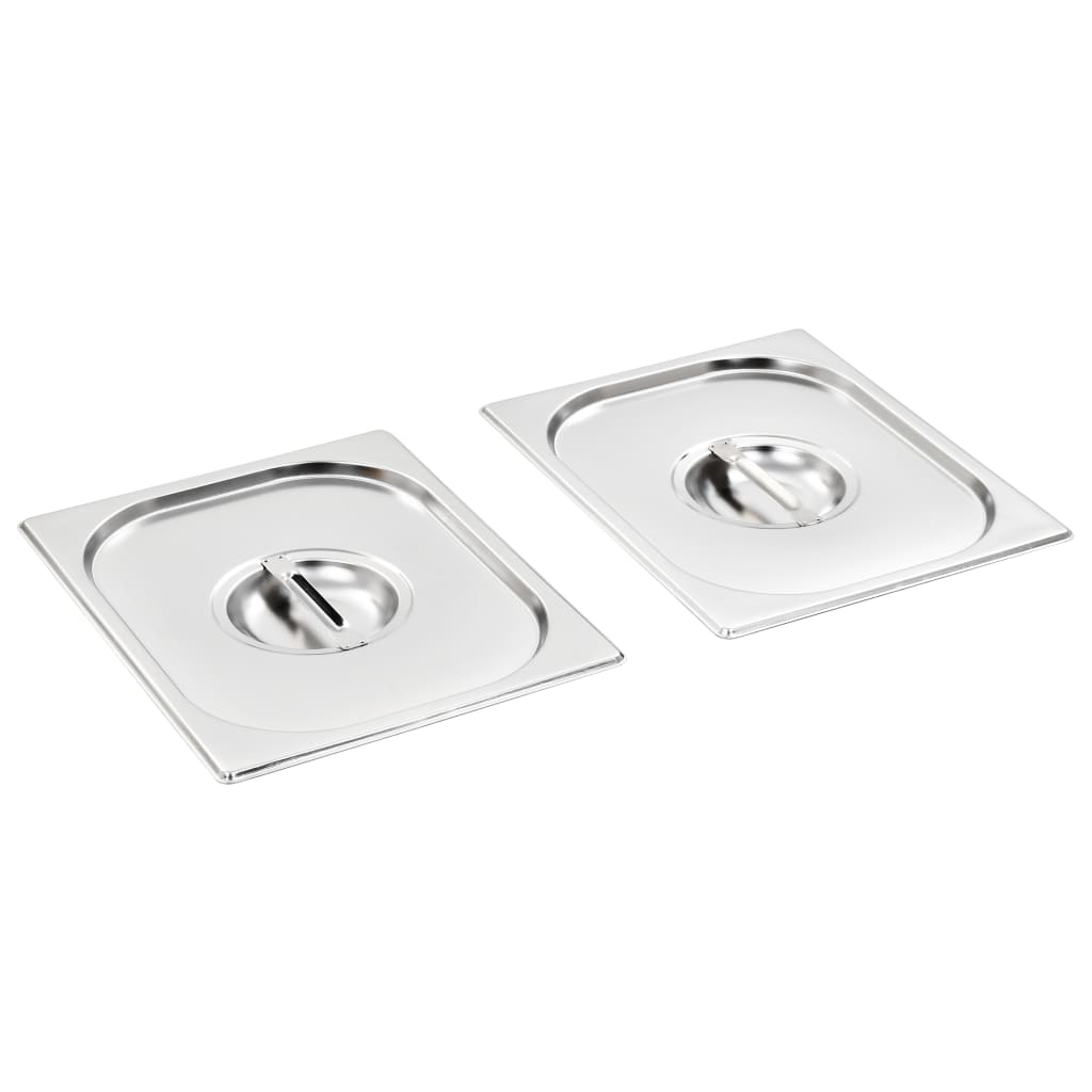 Coperchi Vidaxl 2 pezzi per gn 1 2 scale in acciaio inossidabile