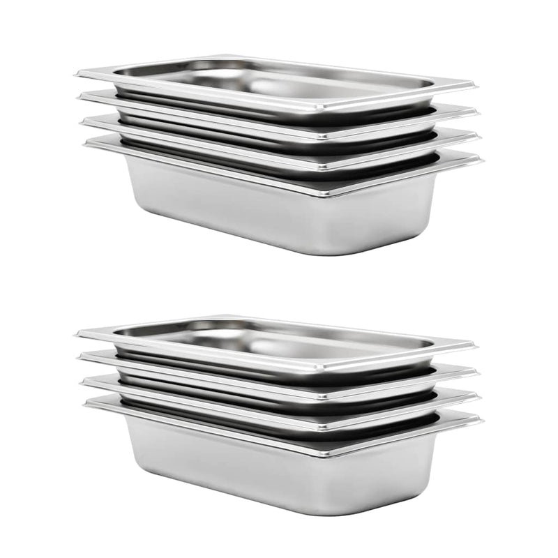 Vidaxl Gastronormbakken 8 PC Gn 1 3 65 mm de acero inoxidable
