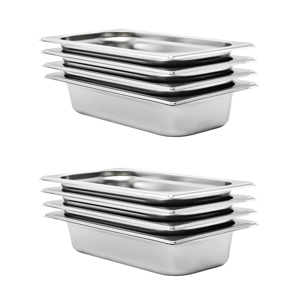 Vidaxl Gastronormbakken 8 PC GN 1 3 65 mm in acciaio inossidabile