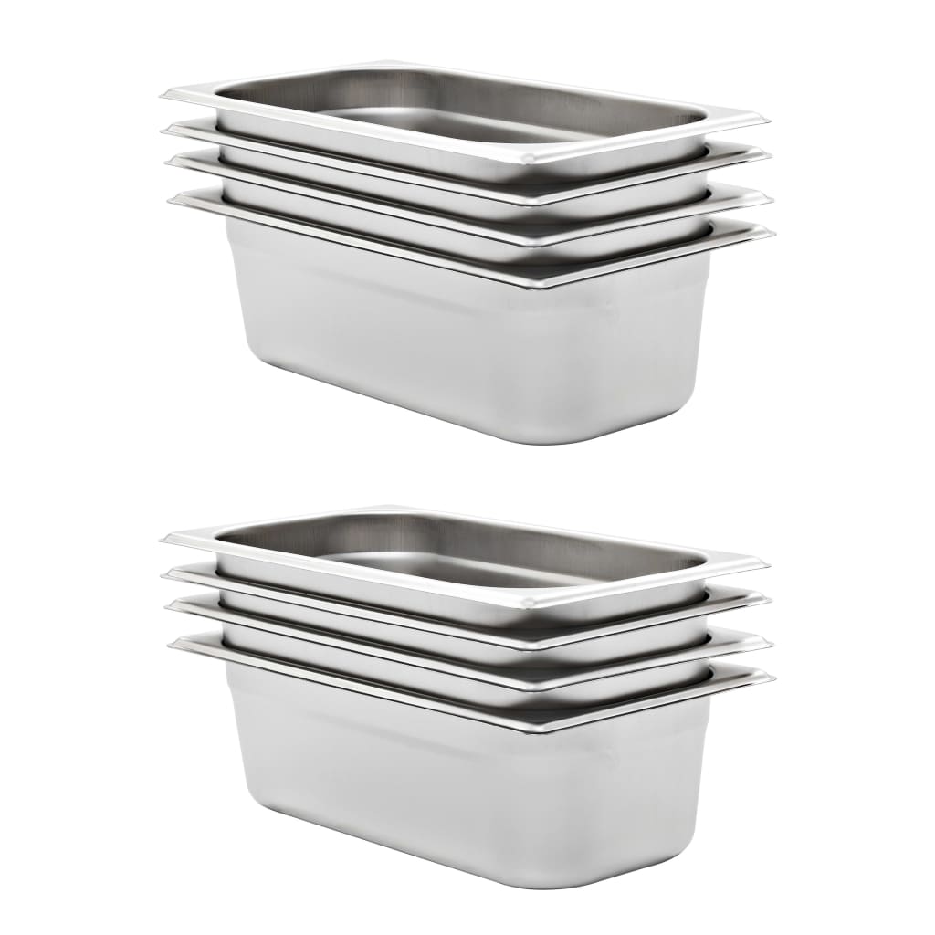 Vidaxl gastronormbakken 8 st gn 1 3 100 mm roestvrij staal
