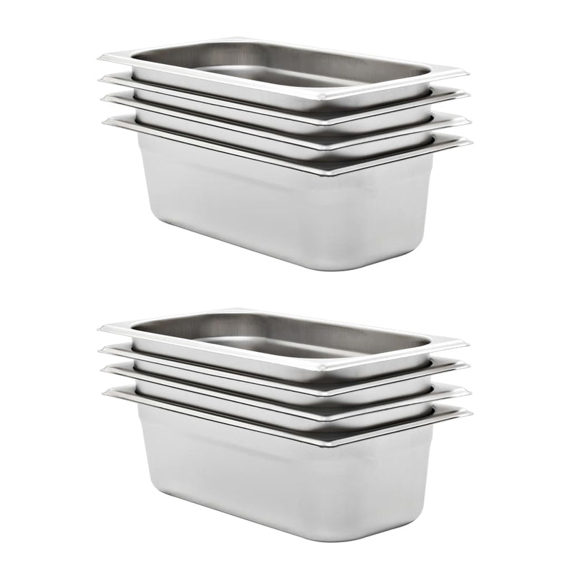 Vidaxl Gastronormbakken 8 PC GN 1 3 100 mm in acciaio inossidabile