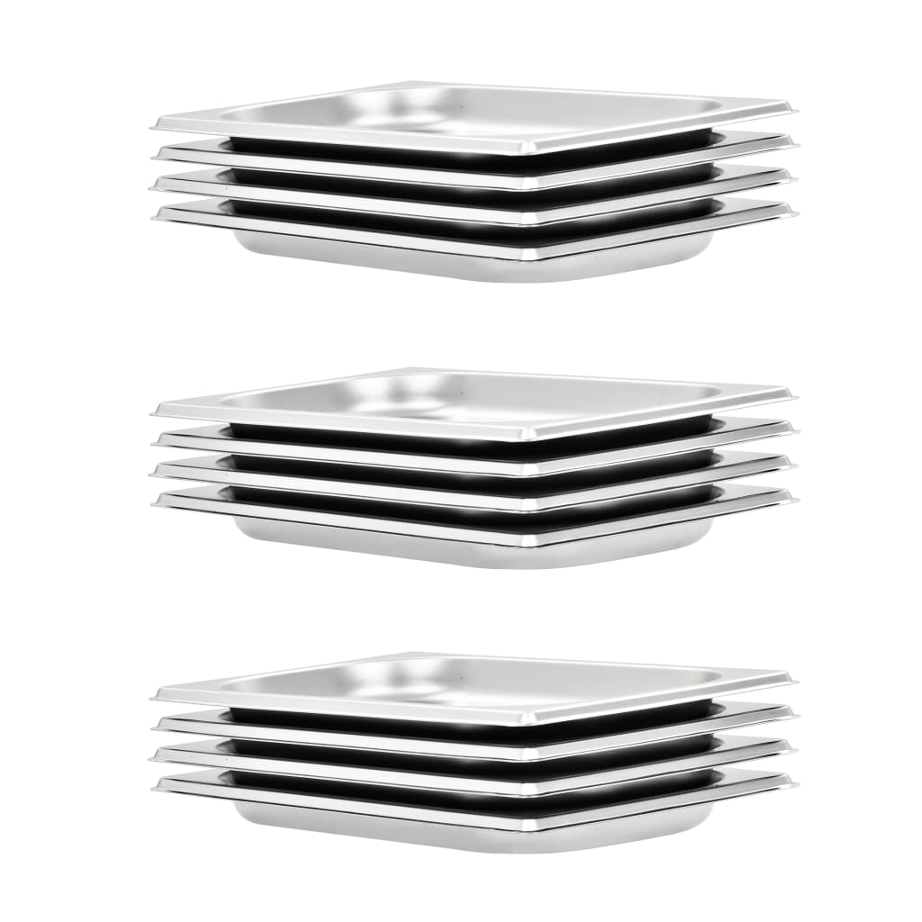 Vidaxl Gastronormbakken 12 PC Gn 1 4 20 mm de acero inoxidable