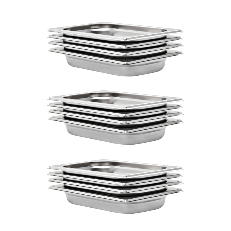 Vidaxl Gastronormbakken 12 PC Gn 1 4 40 mm de acero inoxidable