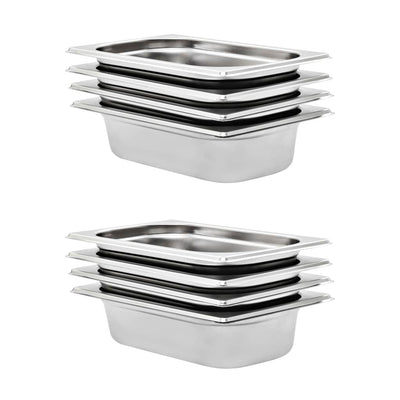 Vidaxl gastronormbakken 8 st gn 1 4 65 mm roestvrij staal