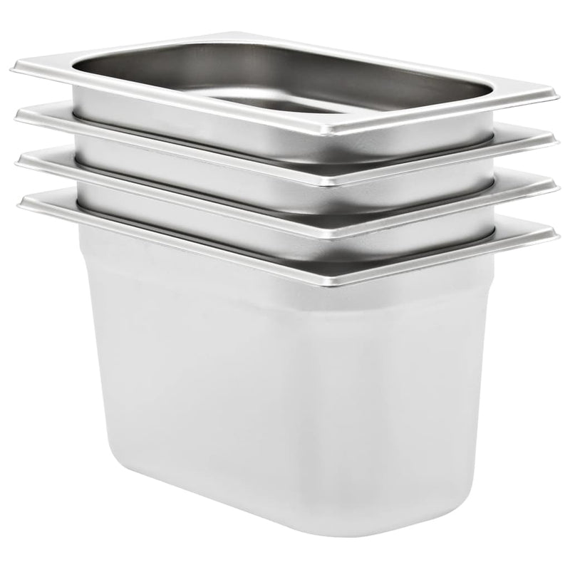 Vidaxl Gastronormbakken 4 PCS Gn 1 4 150 mm de acero inoxidable