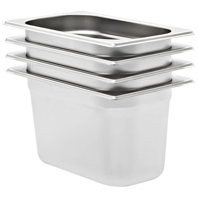 Vidaxl gastronormbakken 4 st gn 1 4 150 mm roestvrij staal