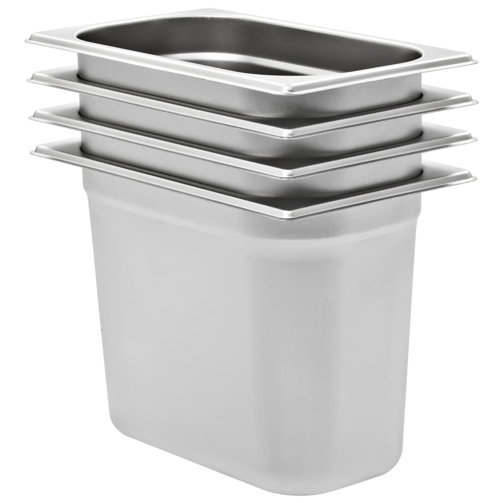 Vidaxl Gastronormbakken 4 PCS Gn 1 4 200 mm de acero inoxidable