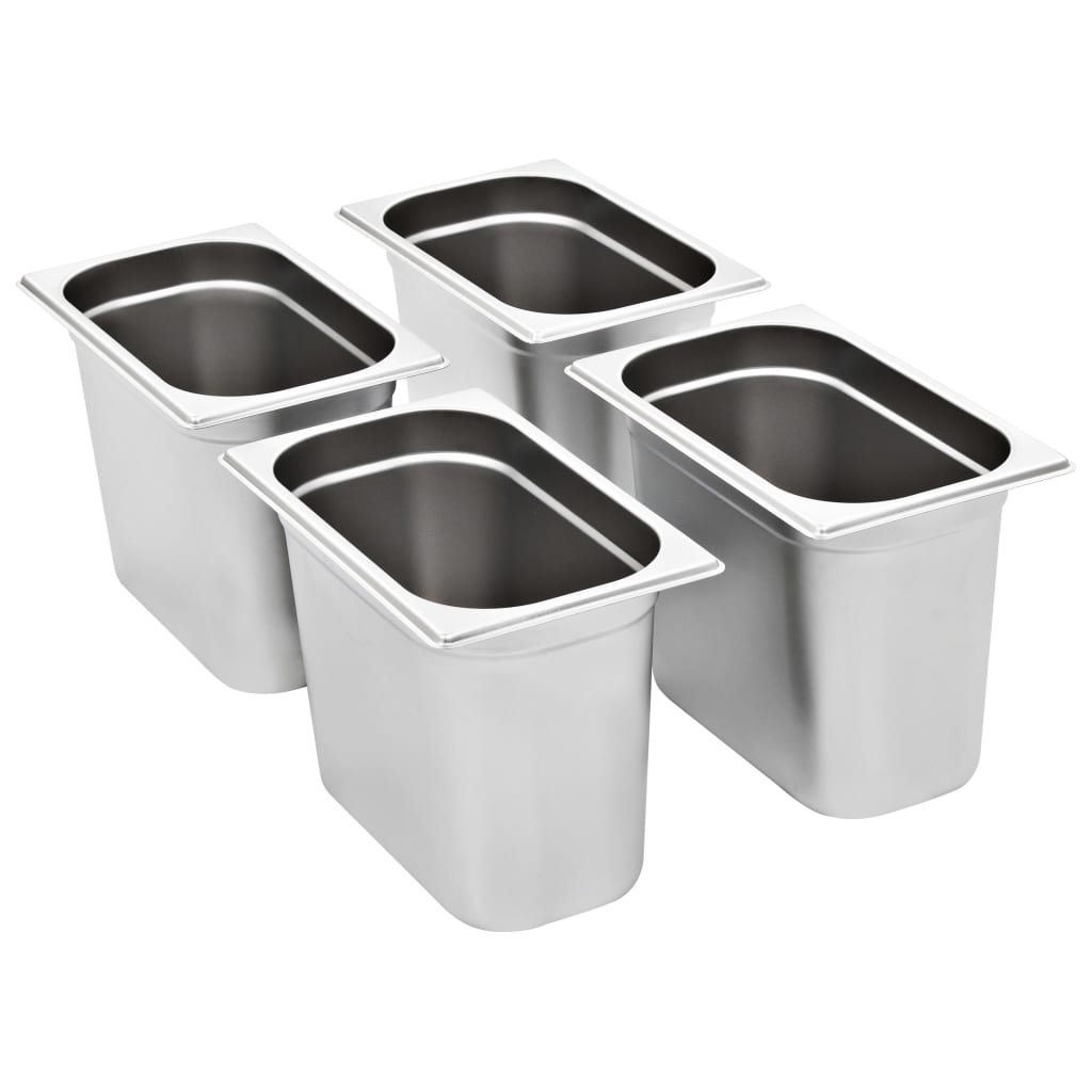 Vidaxl Gastronormbakken 4 PCS Gn 1 4 200 mm de acero inoxidable