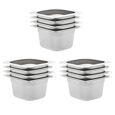 Vidaxl gastronormbakken 12 st gn 1 6 100 mm roestvrij staal