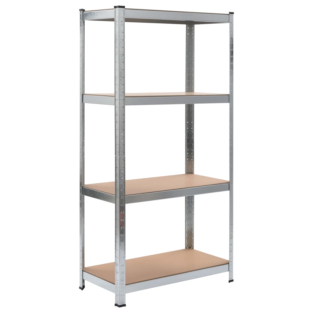 Vidaxl Storage Rack Acero de 4 capas y color de plata procesada de madera