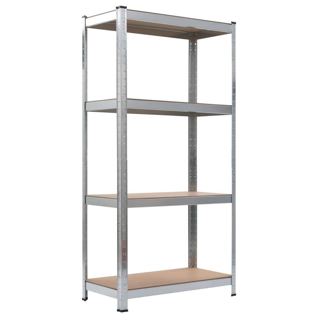 Vidaxl Storage Rack Acero de 4 capas y color de plata procesada de madera