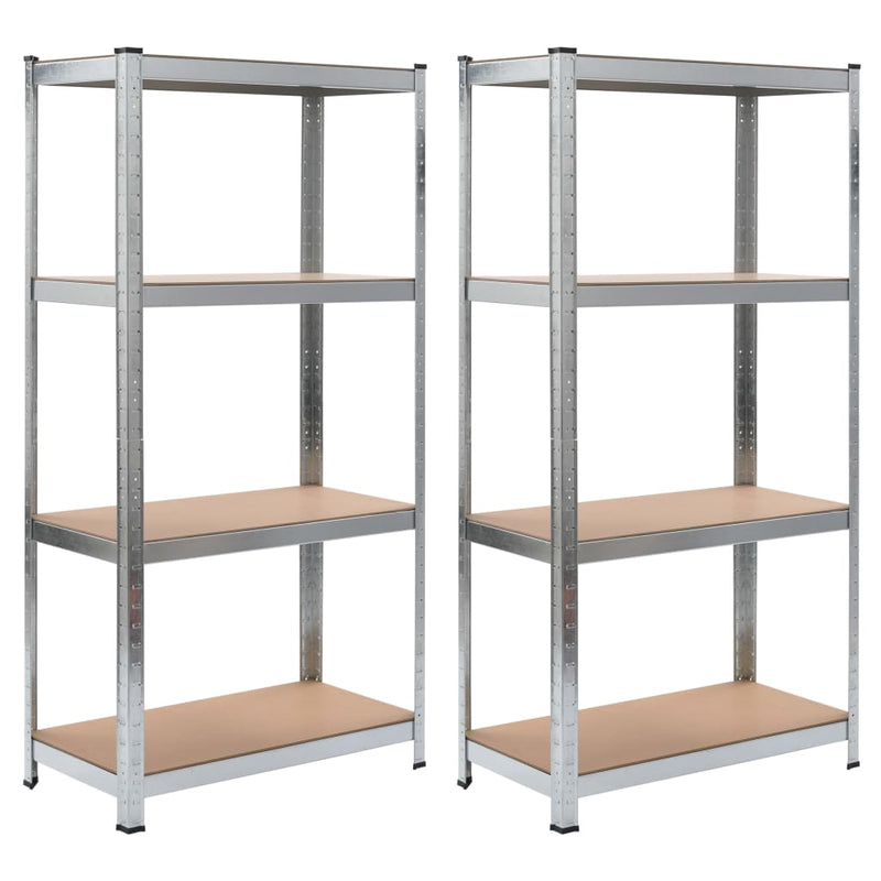 Vidaxl Storage Rack a 4 strati 2 ST Acciaio in legno trasformato in argento