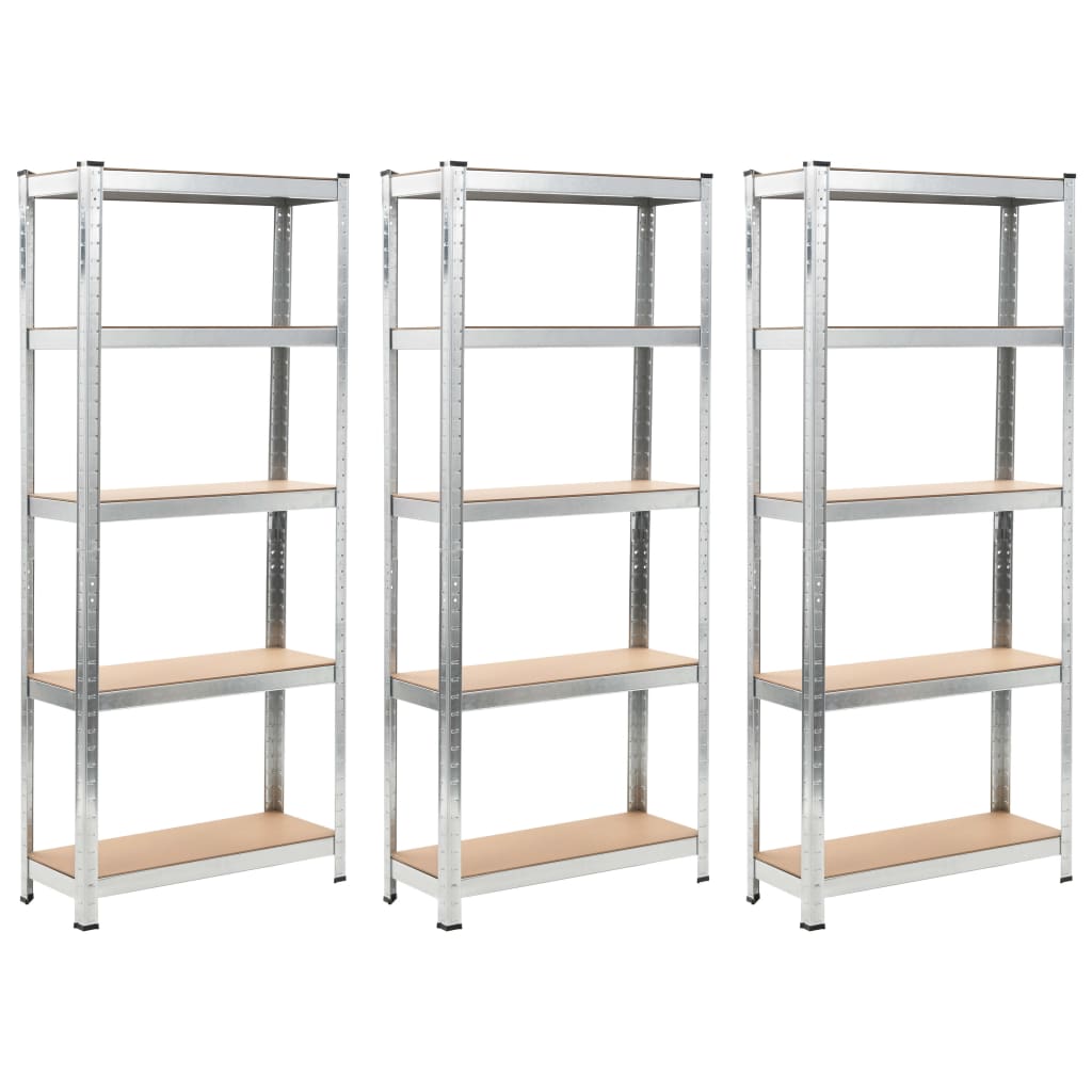 Vidaxl Storage Rack de 5 capas de acero y plata procesada de plata