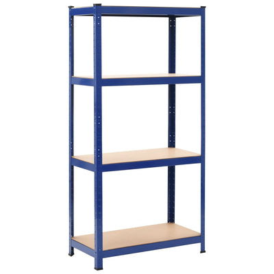 Vidaxl Storage Rack Acero de 4 capas y azul de madera procesada