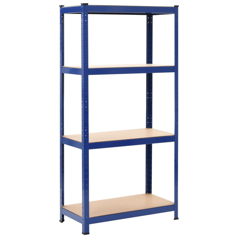 Acciaio a 4 strati per rack di stoccaggio Vidaxl e blu in legno trasformato