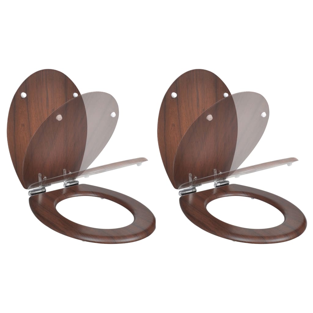 Asiento de inodoro Vidaxl con cubierta de cierre suave 2 St Mdf Brown