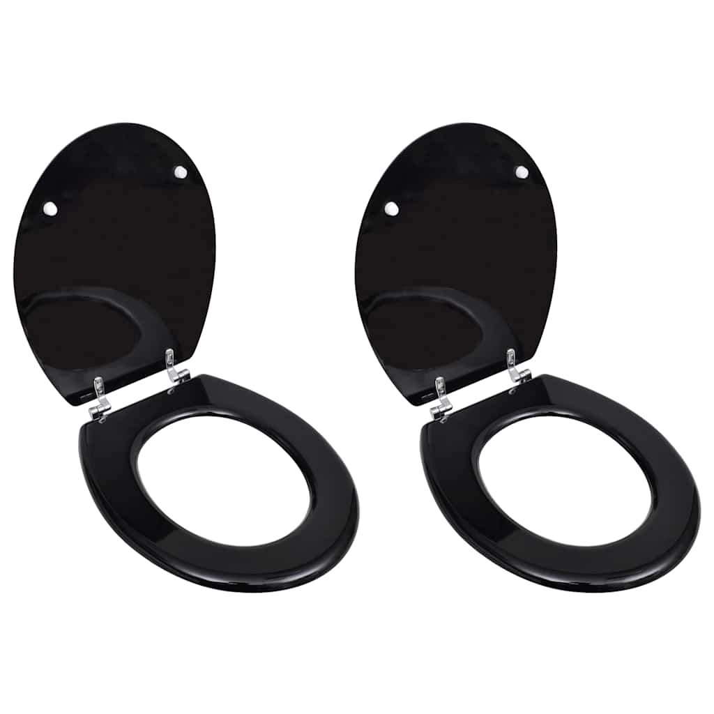 Asientos de inodoro Vidaxl con tapas 2 de MDF Negro