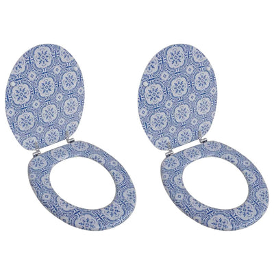 Asientos de inodoro Vidaxl con tapas 2 de porcelana STED MDF