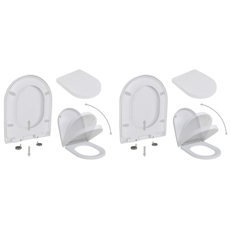 Vidaxl toiletbrillen met soft-close deksels 2 st kunststof wit