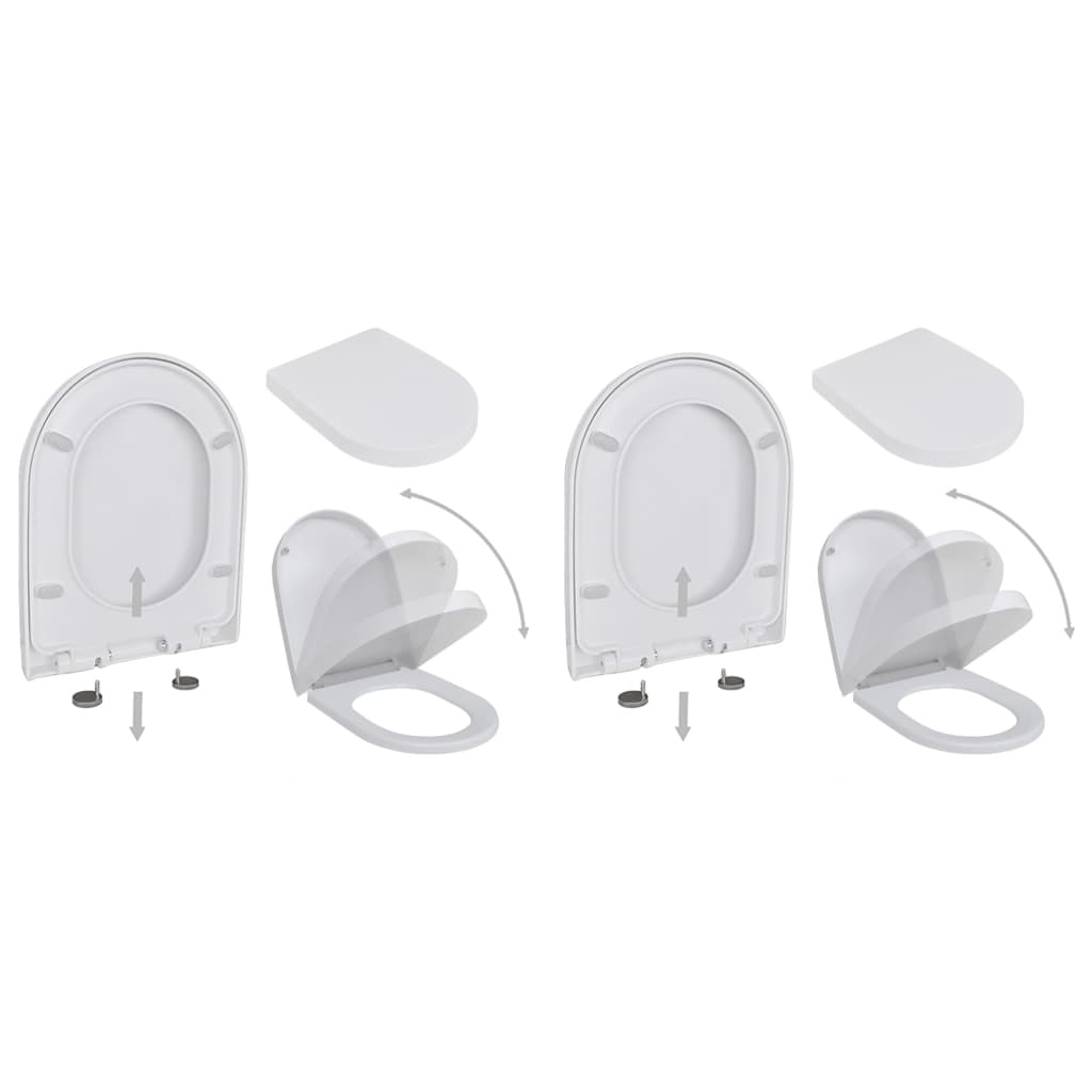 Asientos de inodoro Vidaxl con tapas de cierre suave 2 st plástico blanco