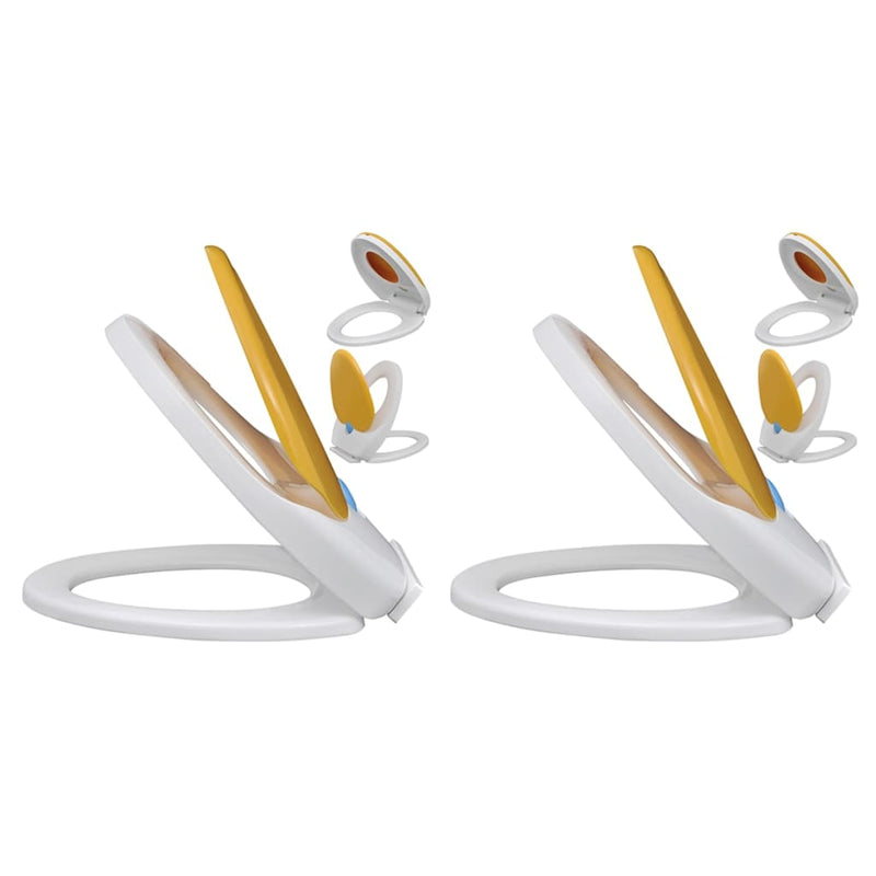 Asientos de inodoro Vidaxl con tapas de cierre suave 2 st plástico blanco y amarillo