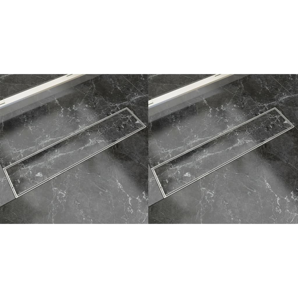 Vidaxl Drense de ducha 2 PC rectangular 530x140 mm de acero inoxidable