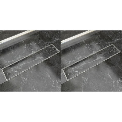 Vidaxl Drense de ducha 2 PC rectangular 530x140 mm de acero inoxidable