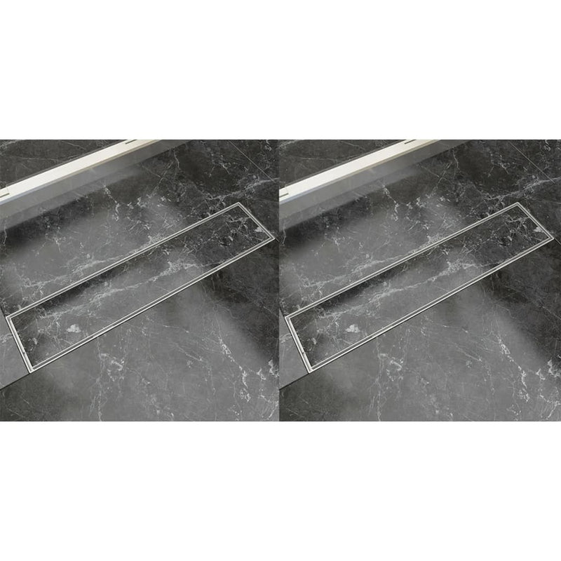 Vidaxl Drense de ducha 2 PC rectangular 530x140 mm de acero inoxidable