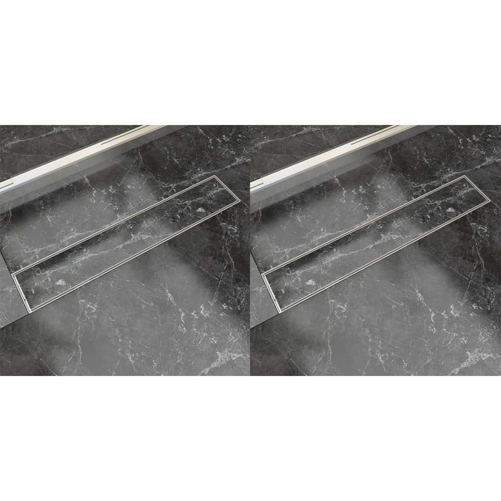 Vidaxl Drense de ducha 2 PC rectangular 630x140 mm de acero inoxidable
