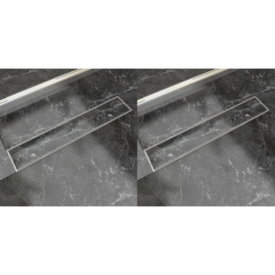 Vidaxl Drense de ducha 2 PC rectangular 630x140 mm de acero inoxidable