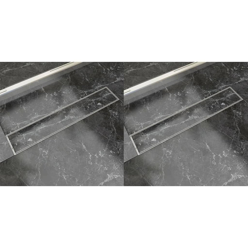Vidaxl Drense de ducha 2 PC rectangular 630x140 mm de acero inoxidable