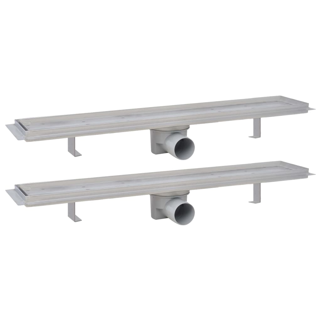 Vidaxl Drense de ducha 2 PC rectangular 730x140 mm de acero inoxidable