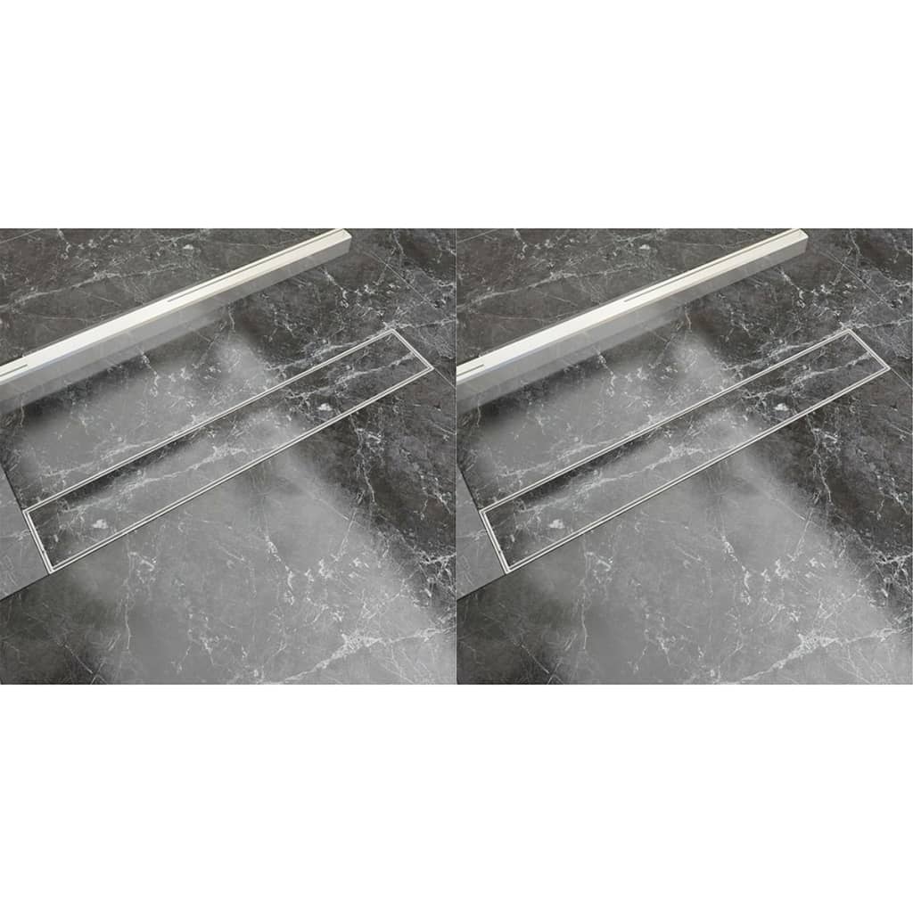 Vidaxl Drense de ducha 2 PC rectangular 730x140 mm de acero inoxidable