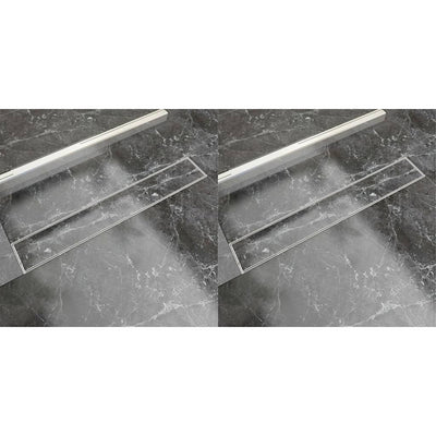Vidaxl Drense de ducha 2 PC rectangular 730x140 mm de acero inoxidable