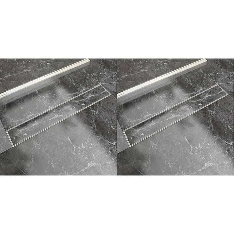 Vidaxl Drense de ducha 2 PC rectangular 730x140 mm de acero inoxidable