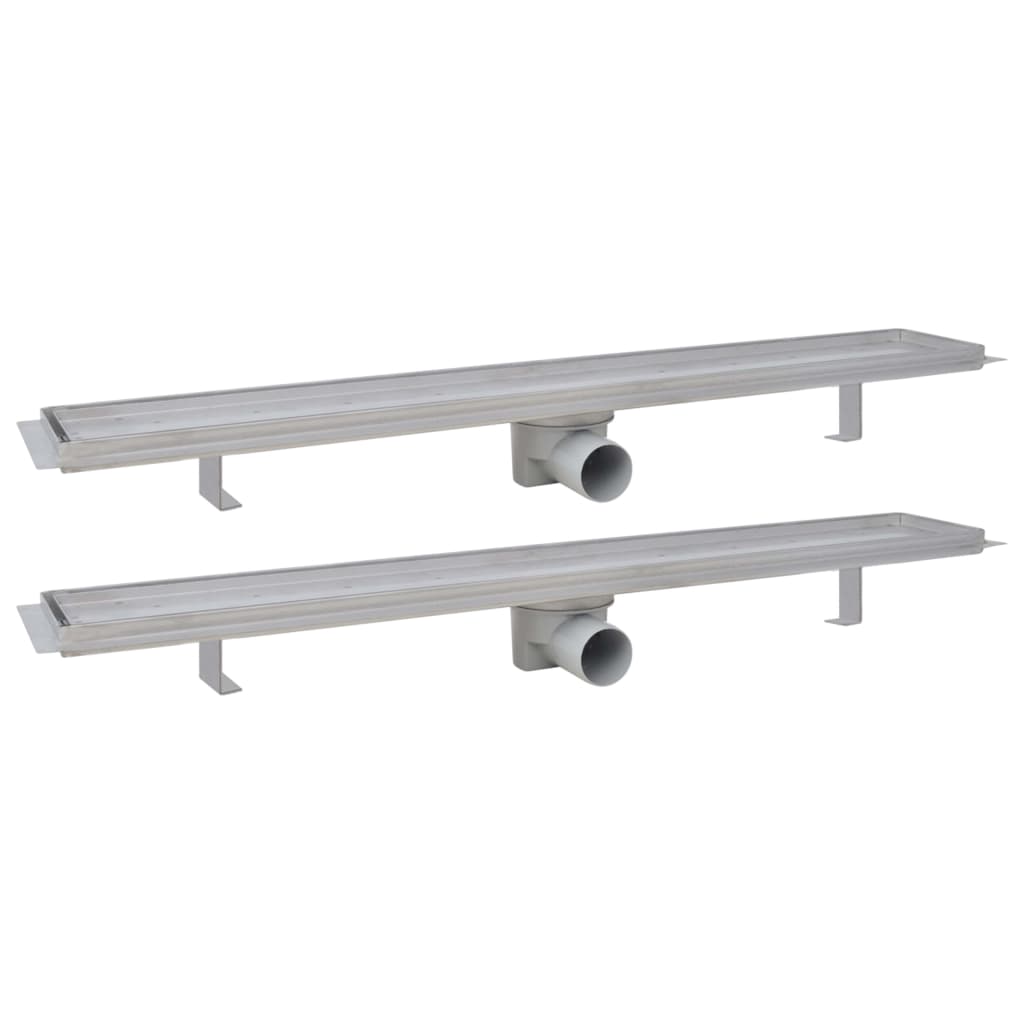 Vidaxl Drense de ducha 2 PC rectangular 830x140 mm de acero inoxidable