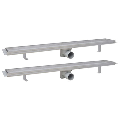Vidaxl Drense de ducha 2 PC rectangular 830x140 mm de acero inoxidable