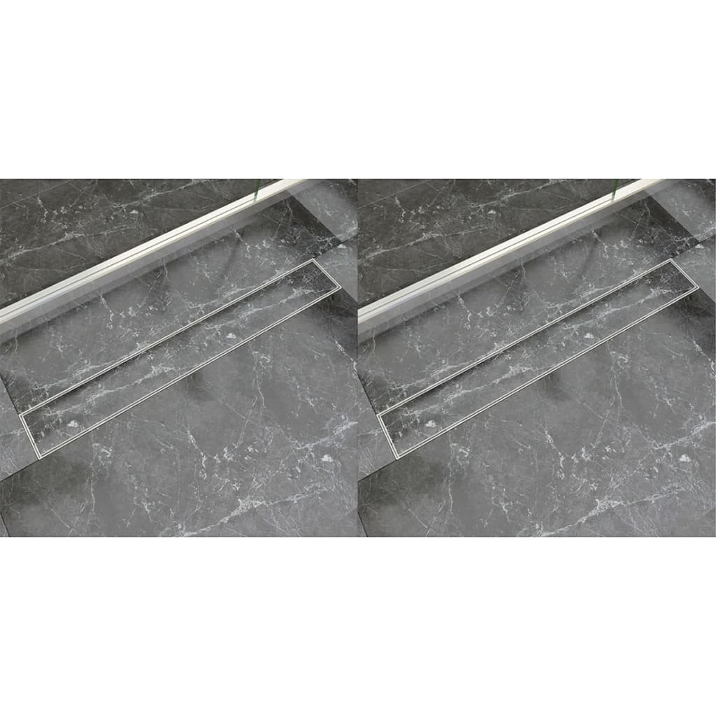 Vidaxl Drense de ducha 2 PC rectangular 830x140 mm de acero inoxidable