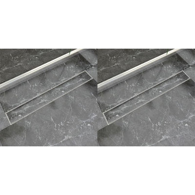 Vidaxl Drense de ducha 2 PC rectangular 830x140 mm de acero inoxidable