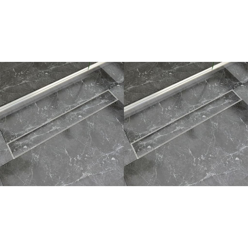 Vidaxl Drense de ducha 2 PC rectangular 830x140 mm de acero inoxidable