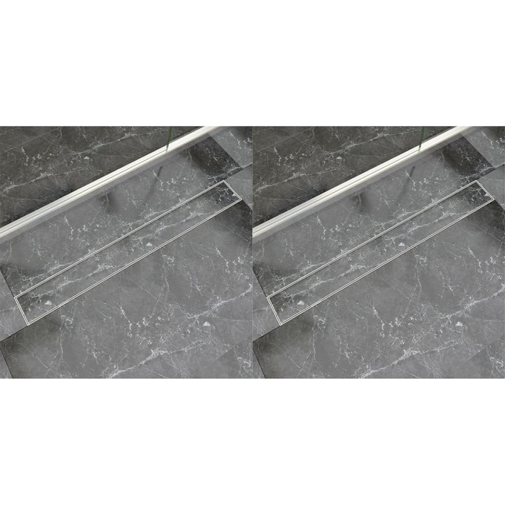 Vidaxl Drense de ducha 2 PC rectangular 930x140 mm de acero inoxidable