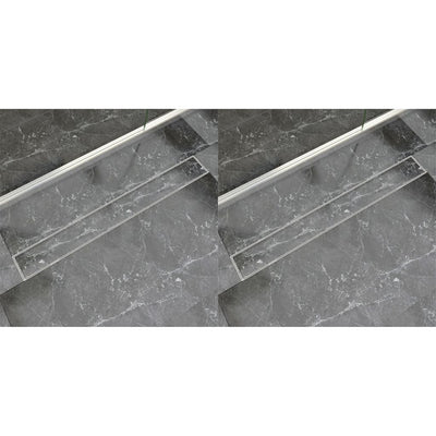 Vidaxl Drense de ducha 2 PC rectangular 930x140 mm de acero inoxidable