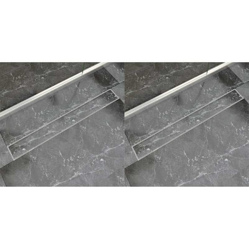 Vidaxl Drense de ducha 2 PC rectangular 930x140 mm de acero inoxidable