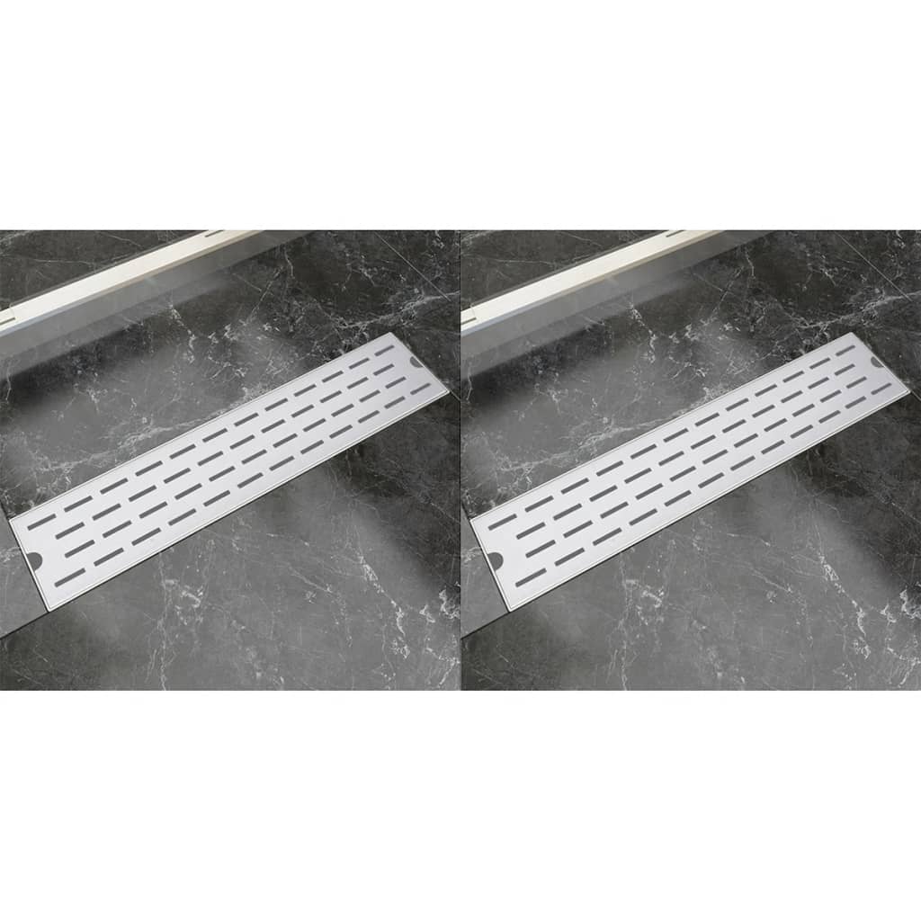 Vidaxl Drense de ducha 2 PC Línea rectangular 530x140 mm de acero inoxidable
