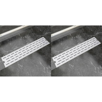 Vidaxl Drense de ducha 2 PC Línea rectangular 530x140 mm de acero inoxidable