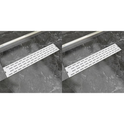 Vidaxl Drense de ducha 2 PC Línea rectangular 630x140 mm de acero inoxidable