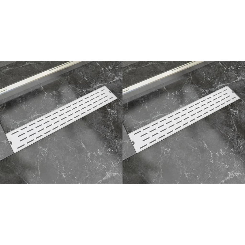 Vidaxl Drense de ducha 2 PC Línea rectangular 630x140 mm de acero inoxidable