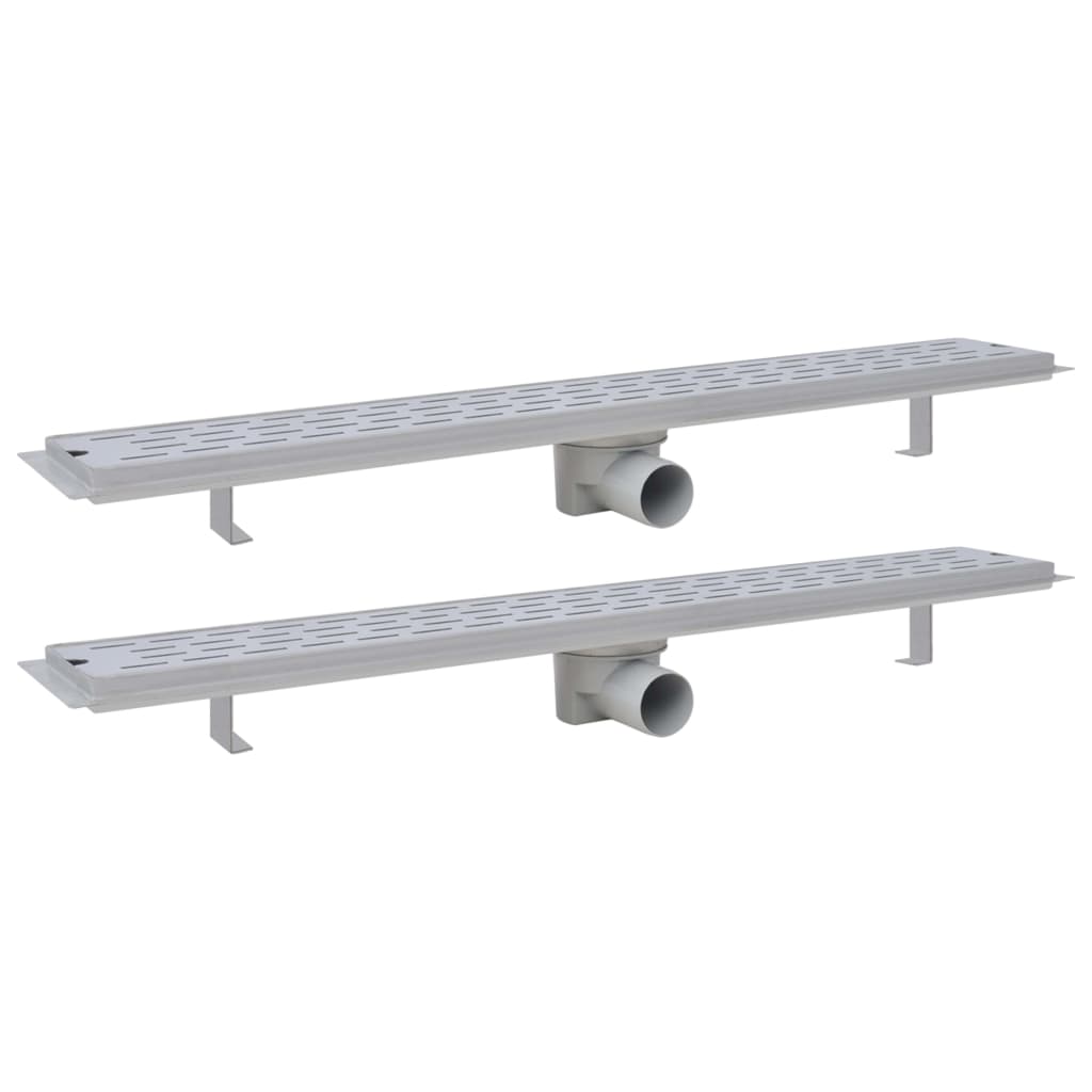 Vidaxl Drense de ducha 2 PC Línea rectangular 830x140 mm de acero inoxidable