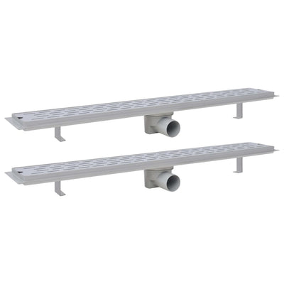 Vidaxl Drense de ducha 2 PC Línea rectangular 830x140 mm de acero inoxidable