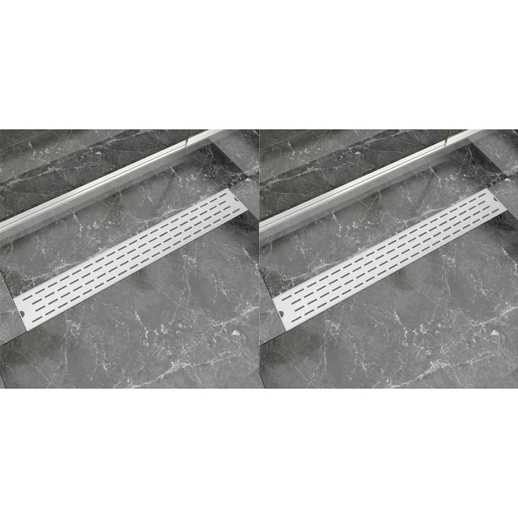 Vidaxl Drense de ducha 2 PC Línea rectangular 830x140 mm de acero inoxidable